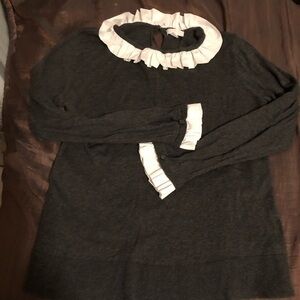 Thin gray sweater with white detail. EUC.